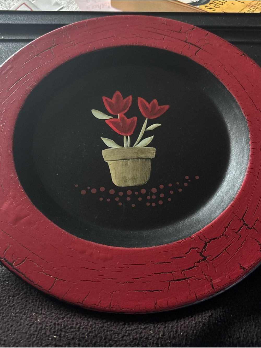 Folk Art Wooden Plate - Tulips from the Donna White Collection